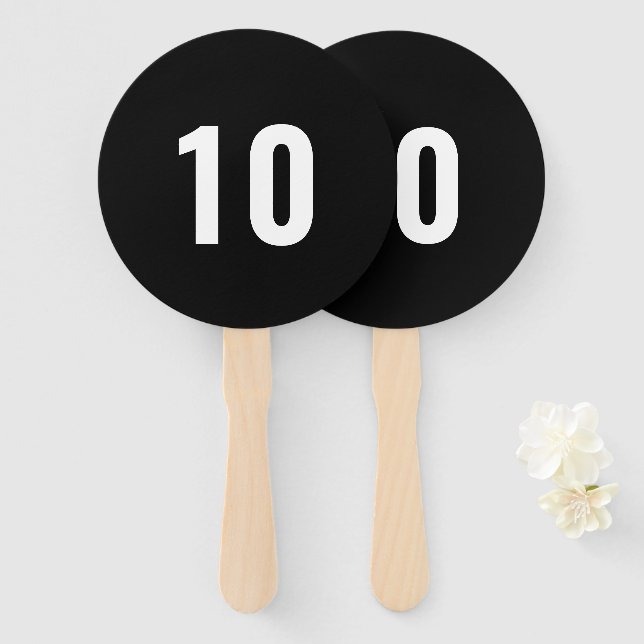 Éventail Score numérique | Jeu d'événements noirs élégant (Devant et derrière)