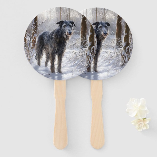Éventail Scottish Deerhound Laissez-le neiger Noël (Devant et derrière)