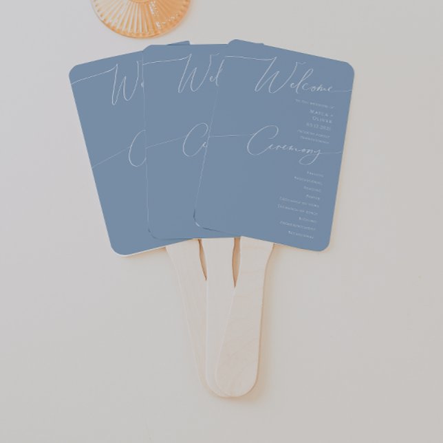 Éventail Script Whimsical | Dusty Blue Wedding Program (Créateur téléchargé)