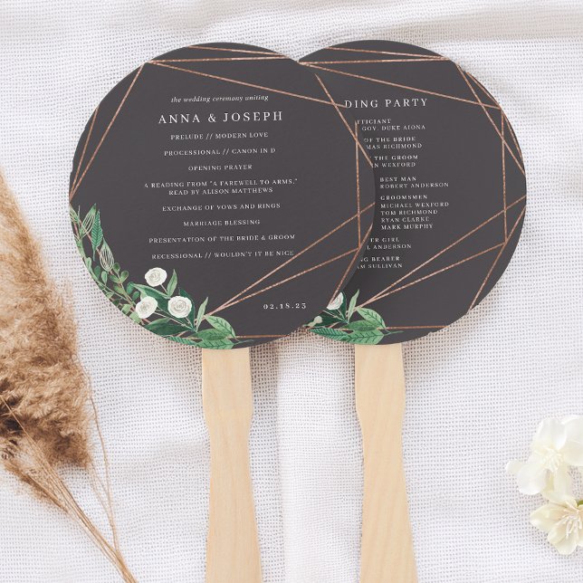 Éventail Serre | Programme de mariage botanique d'aquarelle (Créateur téléchargé)