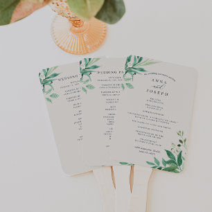 Éventail Serre Programme de mariage botanique d'aquarelle
