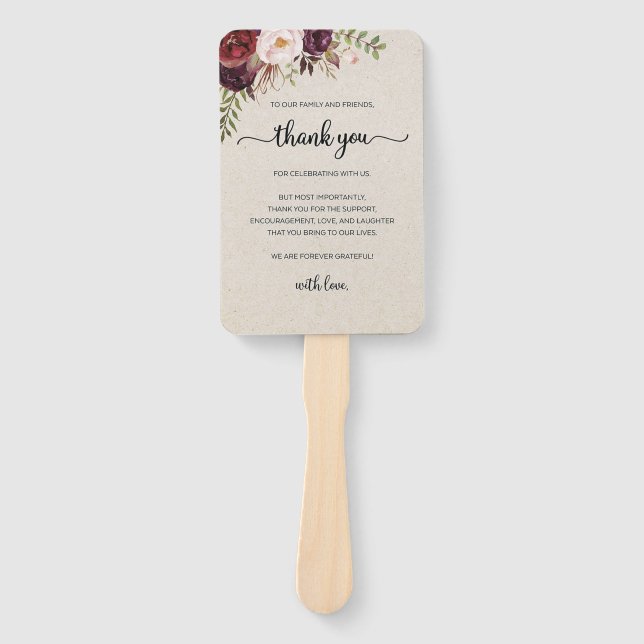 Éventail Set of Fans (​Elegant Rustic Marsala Floral Save) (Devant)