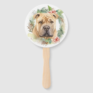 Éventail Shar Pei Christmas Wreath Festive Pup