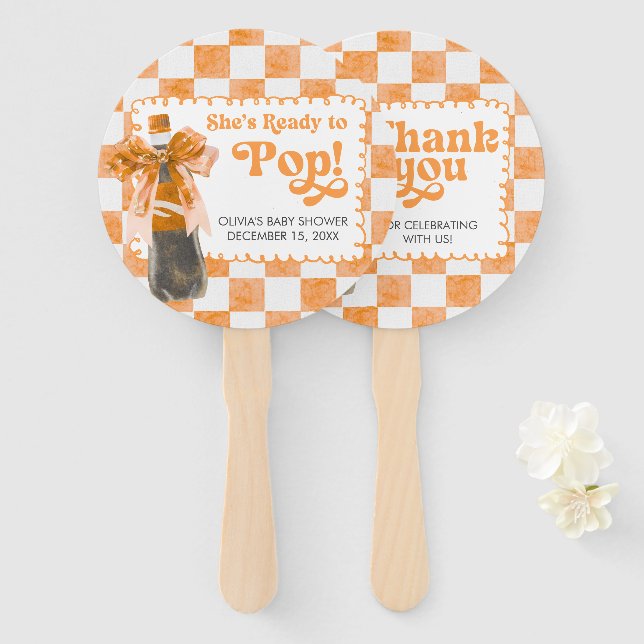 Éventail She's Ready to Pop Baby Shower (Devant et derrière)