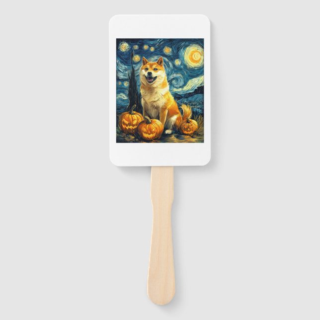 Éventail Shiba Inu Cute Dog Halloween Jack O Lantern Pumpki (Devant)