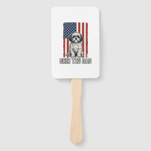 Éventail Shih Tzu Dad Patriotic Flag Vintage Dog Shirt_1 (Devant)