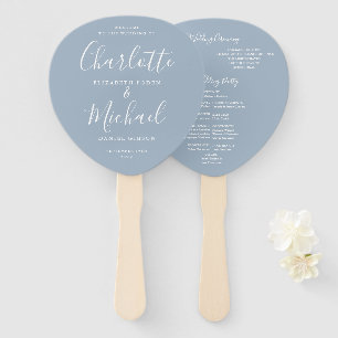 Éventail Signature Script Dusty Blue Wedding Programme