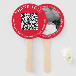 Éventail Simple Code QR de Contact Numérique Rouge Blanc Ph