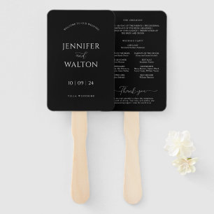 Éventail Simple Élégant mariage noir et blanc