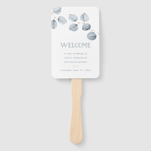 Éventail Simplicité de l'eucalyptus | Bienvenue Mariage (Devant)