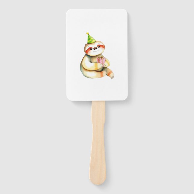 Éventail Sloth birthday gift cute funny happy party hat Cla (Devant)