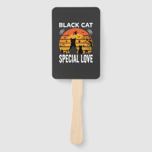 Éventail Spécial Chat Noir Halloween Amour Design Gothique