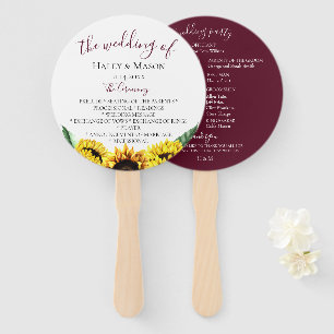 Éventail Sunflower Fields Bordeaux Wedding Programme