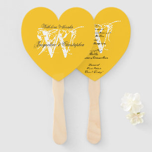 Éventail Sunny Yellow & White Chic Monogramme Programme de 