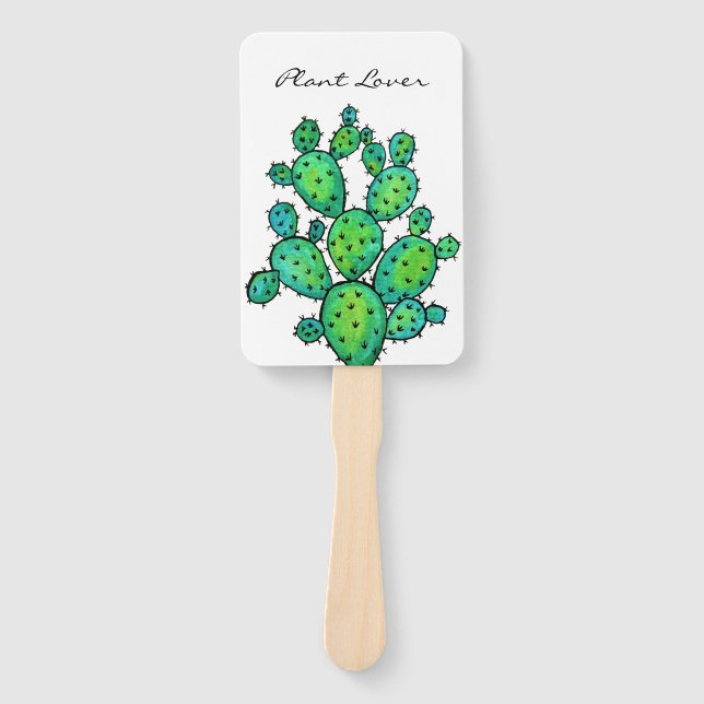 Éventail Superbe aquarelle prickly Cactus (Devant)