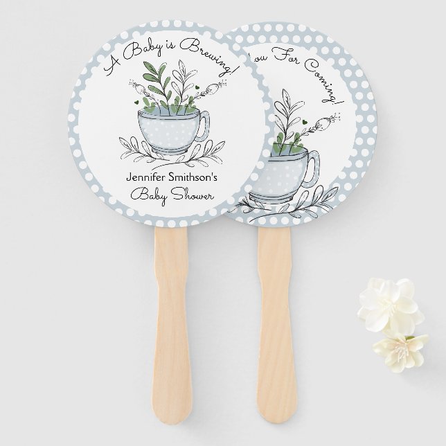 Éventail Tea Cup Tea Party Baby shower Merci (Devant et derrière)