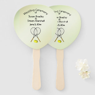 Éventail Thème de tennis Mariage vert main ventilateur