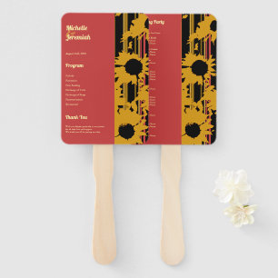 Éventail Tournesol Été Or Rouge Mariage