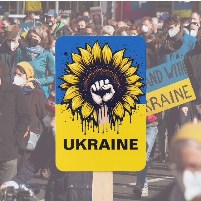Éventail Tournesol Soutien Ukraine Drapeau sur toute impres (Créateur téléchargé)