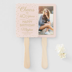 Éventail Toute fête d'anniversaire Confettis Rose Pâle et O