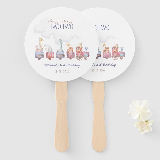 Éventail Toy Train All Aboard Anniversaire invitation, Zoo  (Devant et derrière)