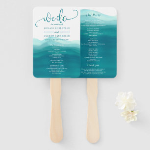 Éventail Turquoise Blue We Do Watercolor Ombre Mariage