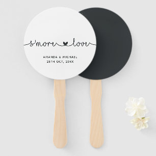 Éventail Typographie tendance noir et blanc S'more Amour