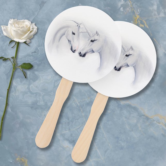 Éventail Unicornes blanches Aimer Couple (Créateur téléchargé)