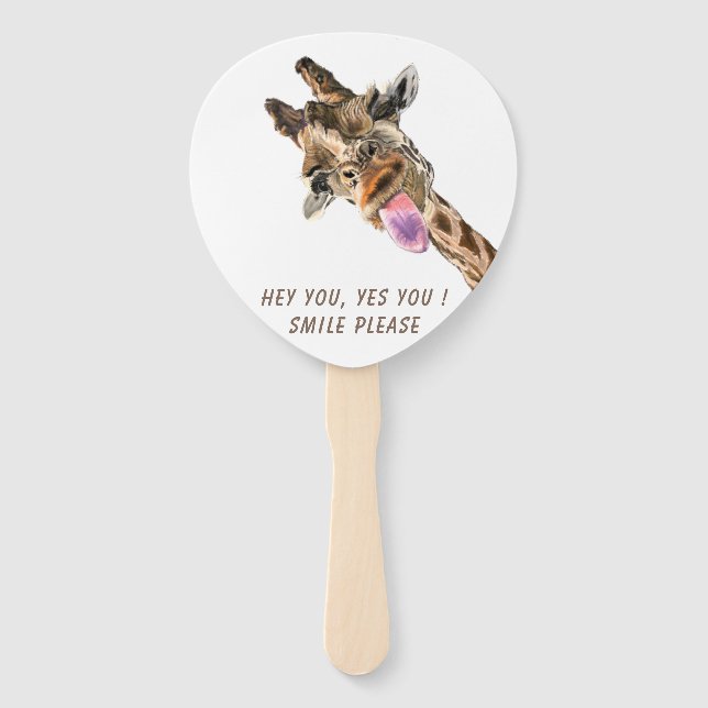 Éventail Ventilateur à main amusant avec Giraffe Joueuse -  (Devant)