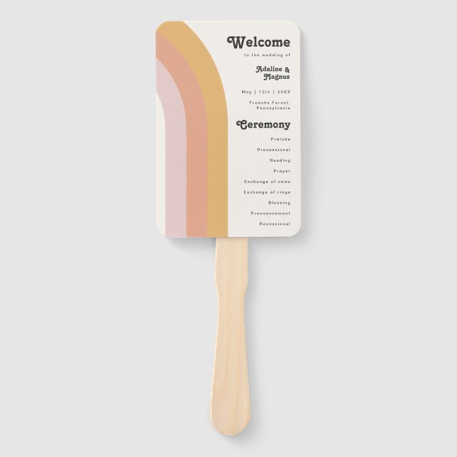 Éventail Ventilateur à main du programme de mariage Rainbow (Devant)