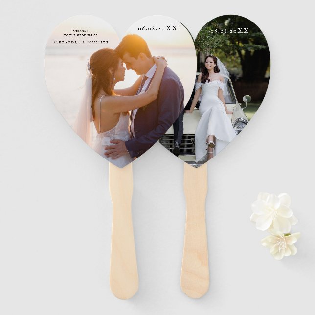 Éventail Ventilateur de bienvenue du Mariage PHOTO (Devant et derrière)