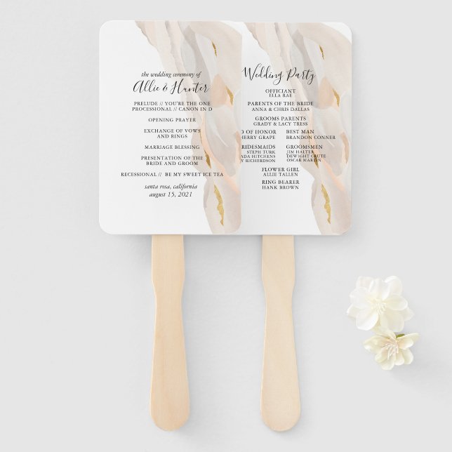 Éventail Ventilateur du programme de mariage Abstrait en ma (Devant et derrière)