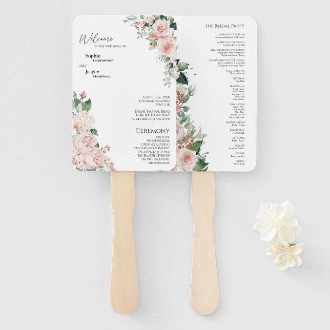 Éventail Ventilateur du programme de mariage blanc flou (Devant et derrière)
