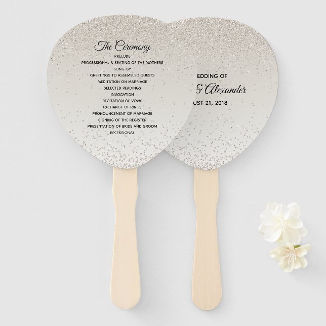 Éventail Ventilateur du programme de mariage de la Glitteri (Devant et derrière)