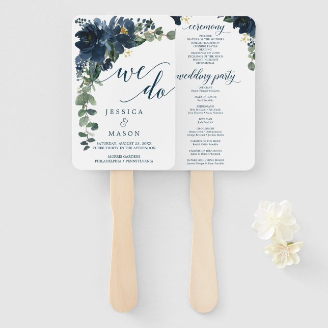 Éventail Ventilateur du Programme de mariage de la Marine r (Devant et derrière)