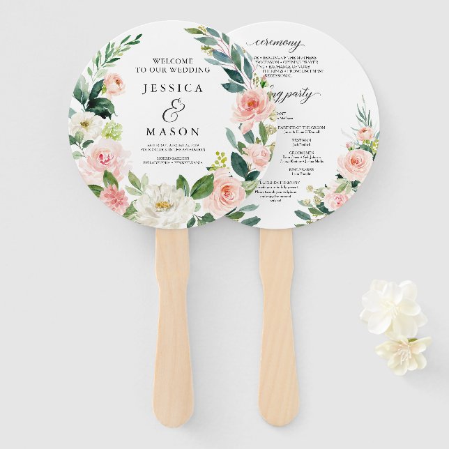 Éventail Ventilateur du programme de mariage des flûtes (Devant et derrière)