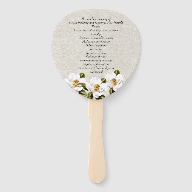 Éventail Ventilateur du programme de mariage du Magnolia du (Devant)