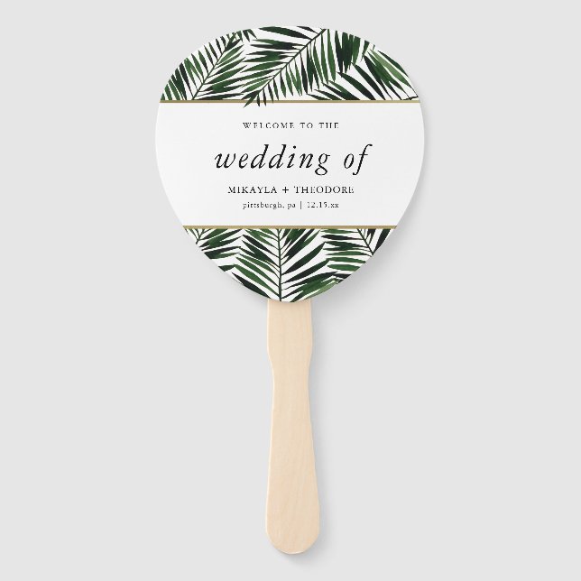 Éventail Ventilateur du programme de mariage Feuille Palm (Devant)