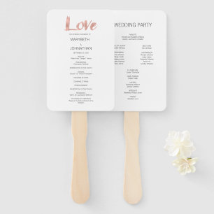 Éventail Ventilateur du programme de mariage Gold Love Rose