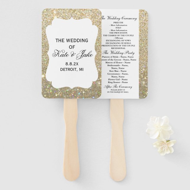 Éventail Ventilateur du programme de mariage - Parties scin (Devant et derrière)