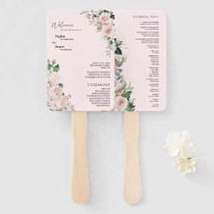 Éventail Ventilateur du programme de mariage rose flou