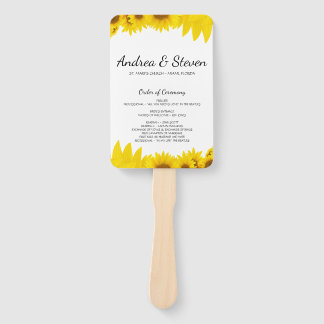 Éventail Ventilateur du programme de mariage Sunflowers. Me
