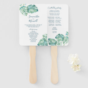 Éventail Ventilateur du programme de mariage vert tropical