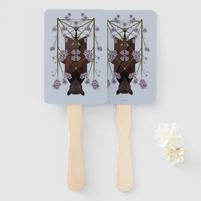 Éventail Ventilateurs à main bleu ciel Fox volant (Devant et derrière)