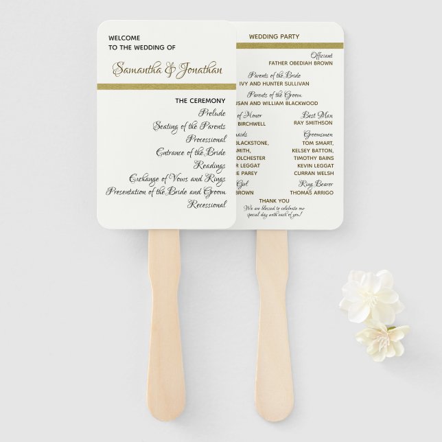 Éventail Ventilateurs du programme de Cérémonie de Mariage  (Devant et derrière)