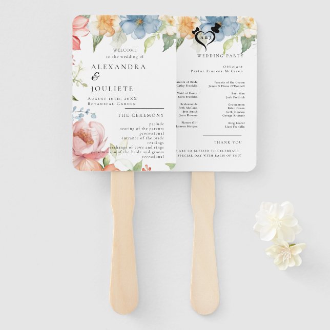 Éventail Ventilateurs du programme de mariage moderne avec  (Devant et derrière)