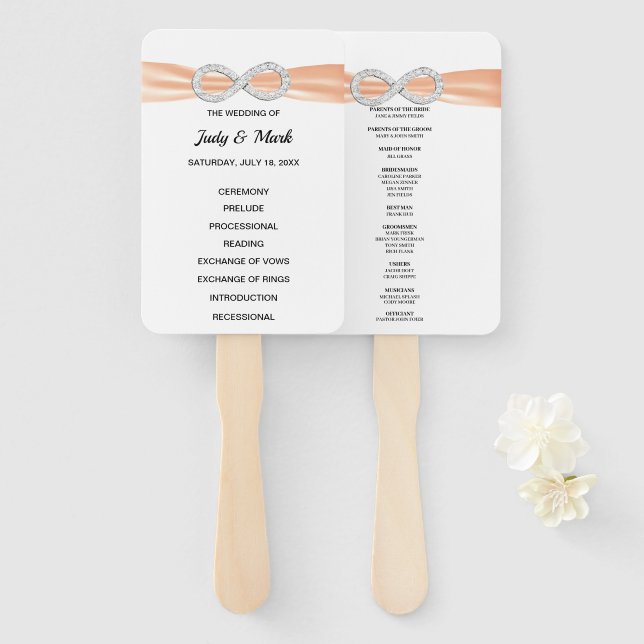 Éventail Ventilateurs du programme de mariage Orange Diamon (Devant et derrière)