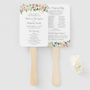 Éventail Ventilateurs du programme de mariage rose et blanc