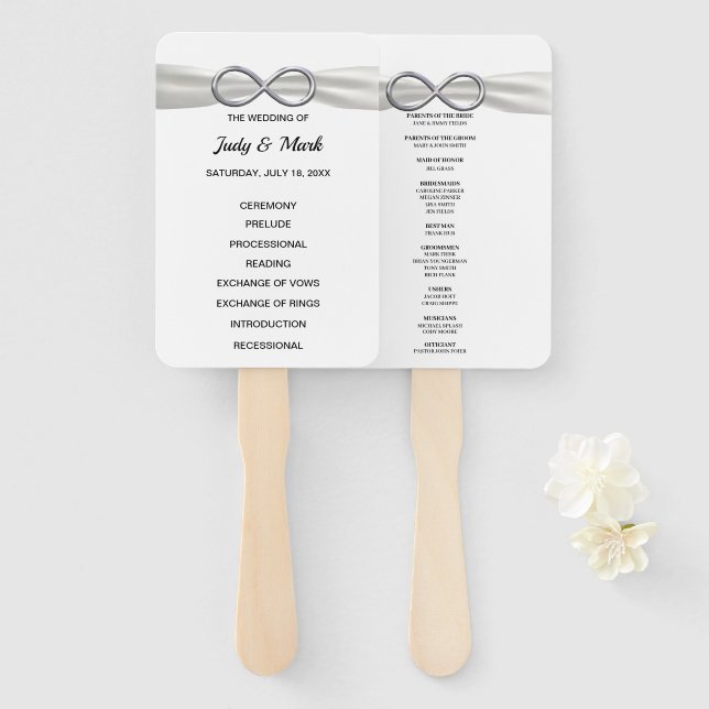 Éventail Ventilateurs du programme de mariage White Infinit (Devant et derrière)