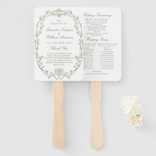 Éventail Victorian Sage Green Mariage Cerememing Programme